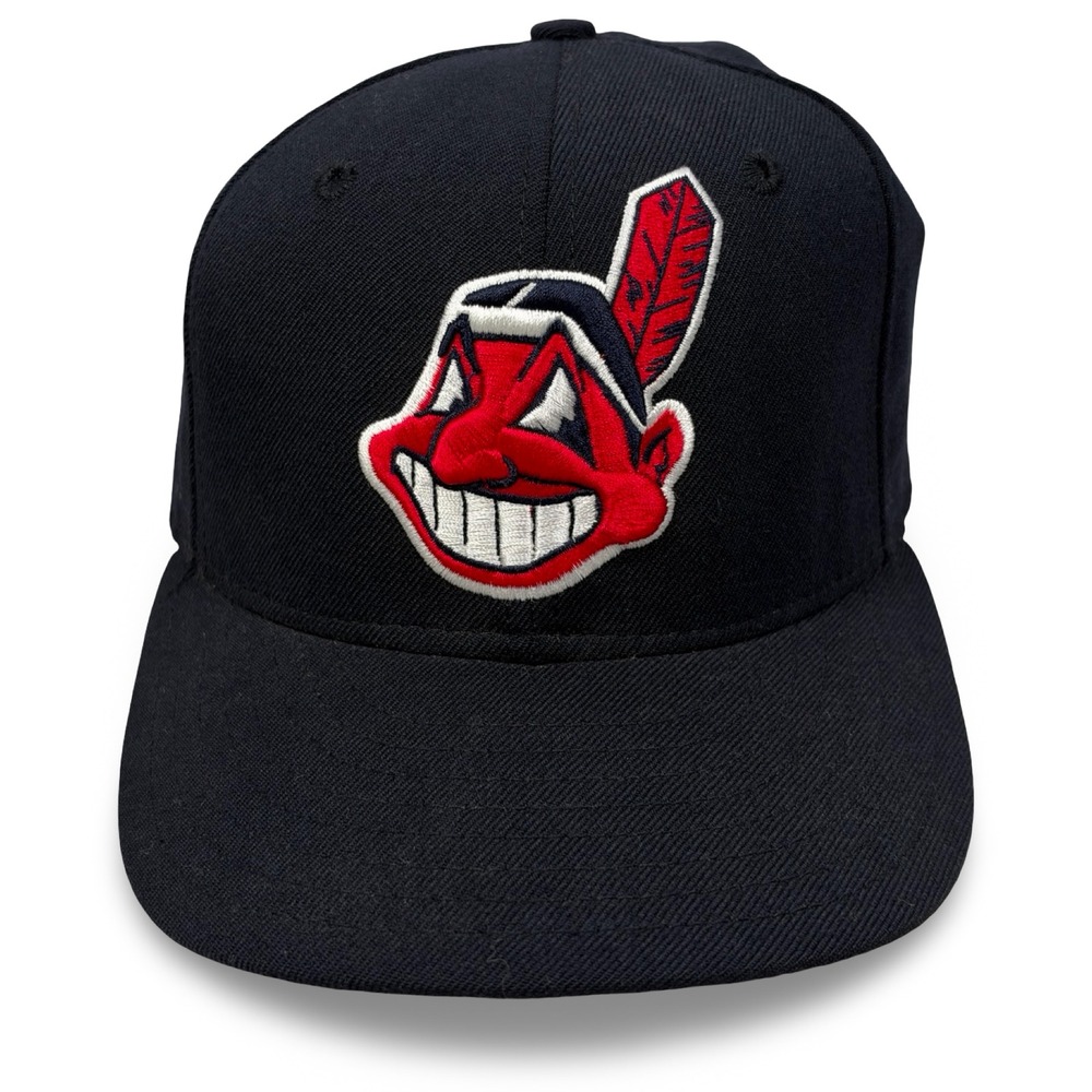 Vintage New Era 59FIFTY Cleveland Indians Chief Wahoo Fitted Hat Youth 6 3/4 USA